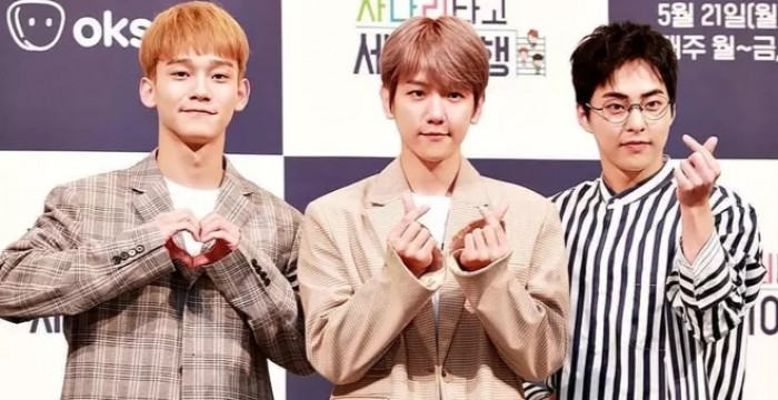 EXO CBX- Xiumin, Baekhyun dan Chen. 