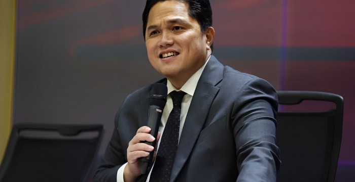 Ketum PSSI, Erick Thohir saat memberikan keterangan pers soal laga Timnas Indonesia vs Argentina. (PSSI)