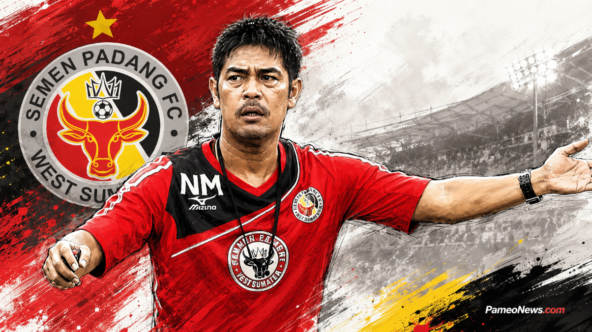 Ilustrasi Nilmaizar bersama Semen Padang FC untuk musim Liga 2 2026/2027. Gambar: PameoNews.com