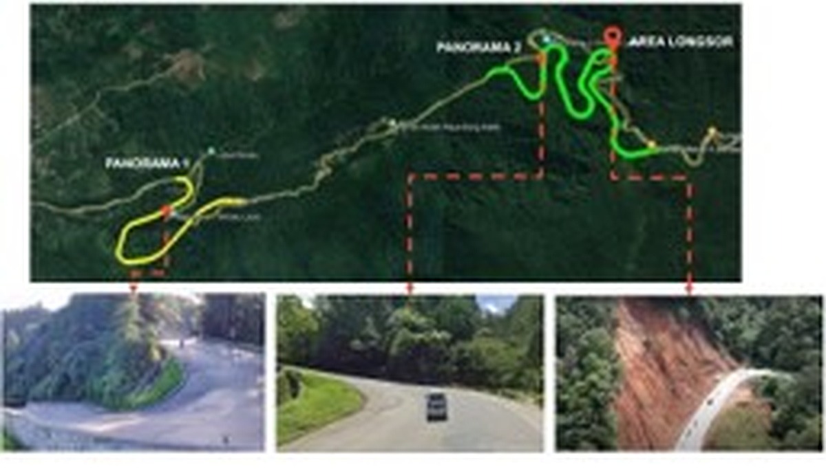 Ilustrasi rencana trase Flyover Sitinjau Lauik I (Panorama I). Sumber: Simpul KPBU Kementerian PU
