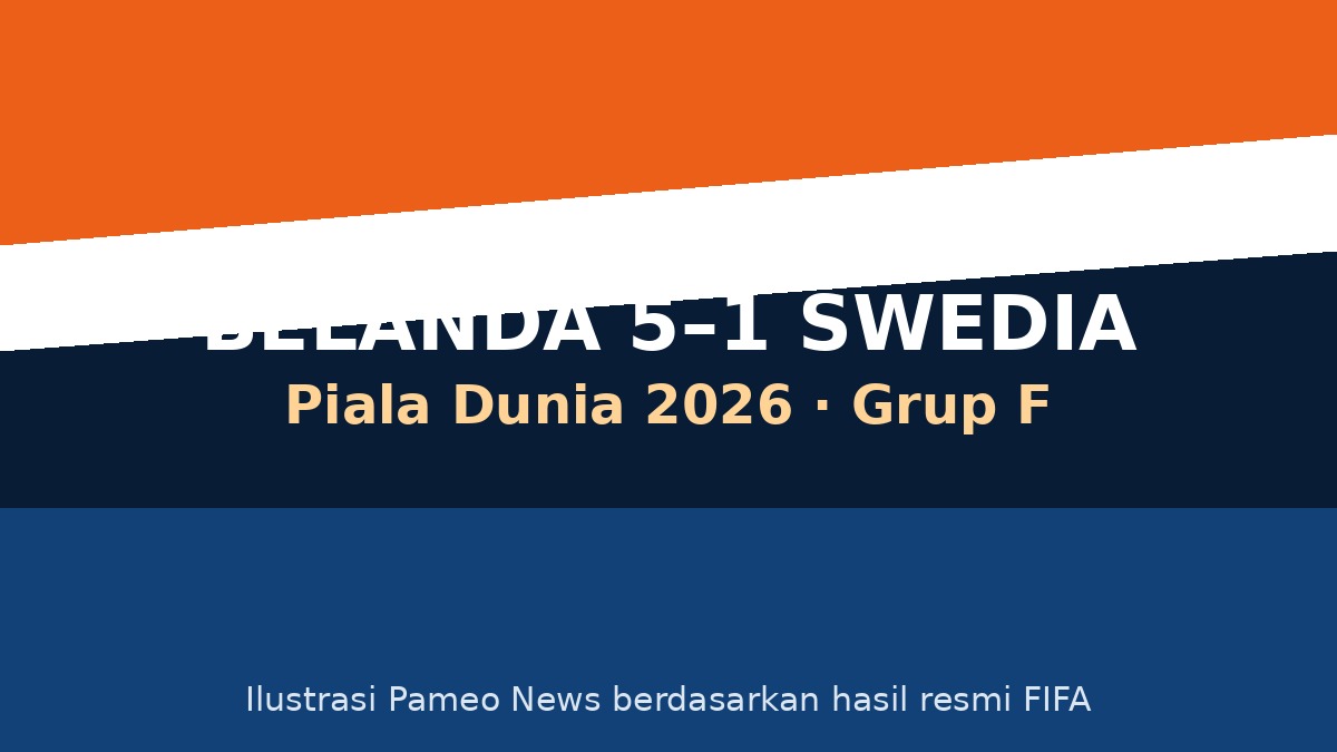Ilustrasi hasil Belanda 5-1 Swedia di Grup F Piala Dunia 2026