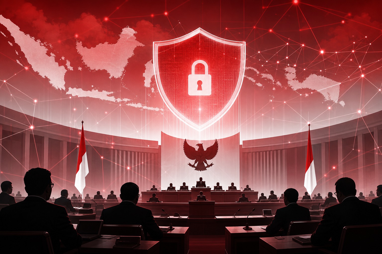 Ilustrasi editorial pembahasan RUU Keamanan dan Ketahanan Siber di DPR.