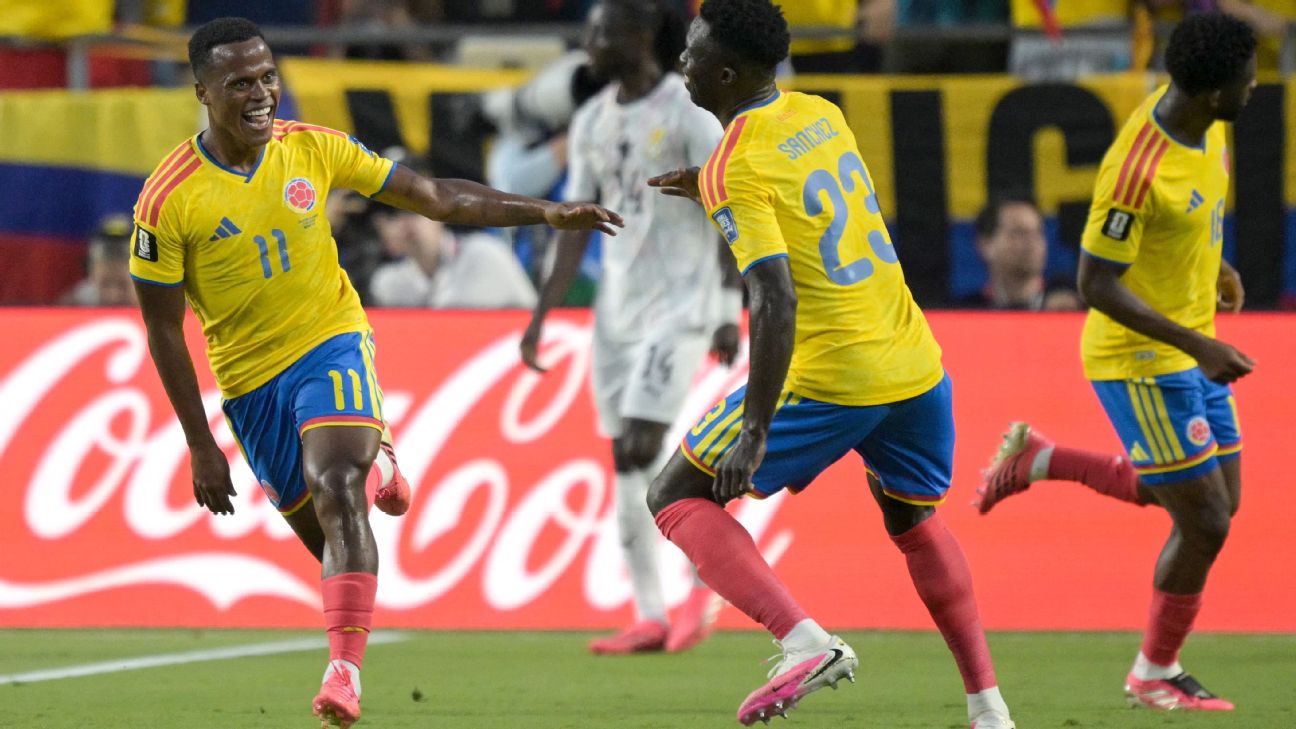 Pemain Kolombia merayakan laga melawan Ghana di Piala Dunia 2026