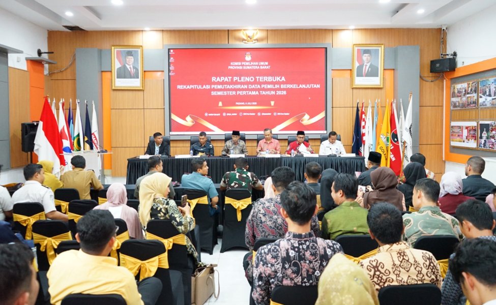 Rapat Pleno Terbuka Rekapitulasi PDPB Semester I 2026 KPU Sumatera Barat