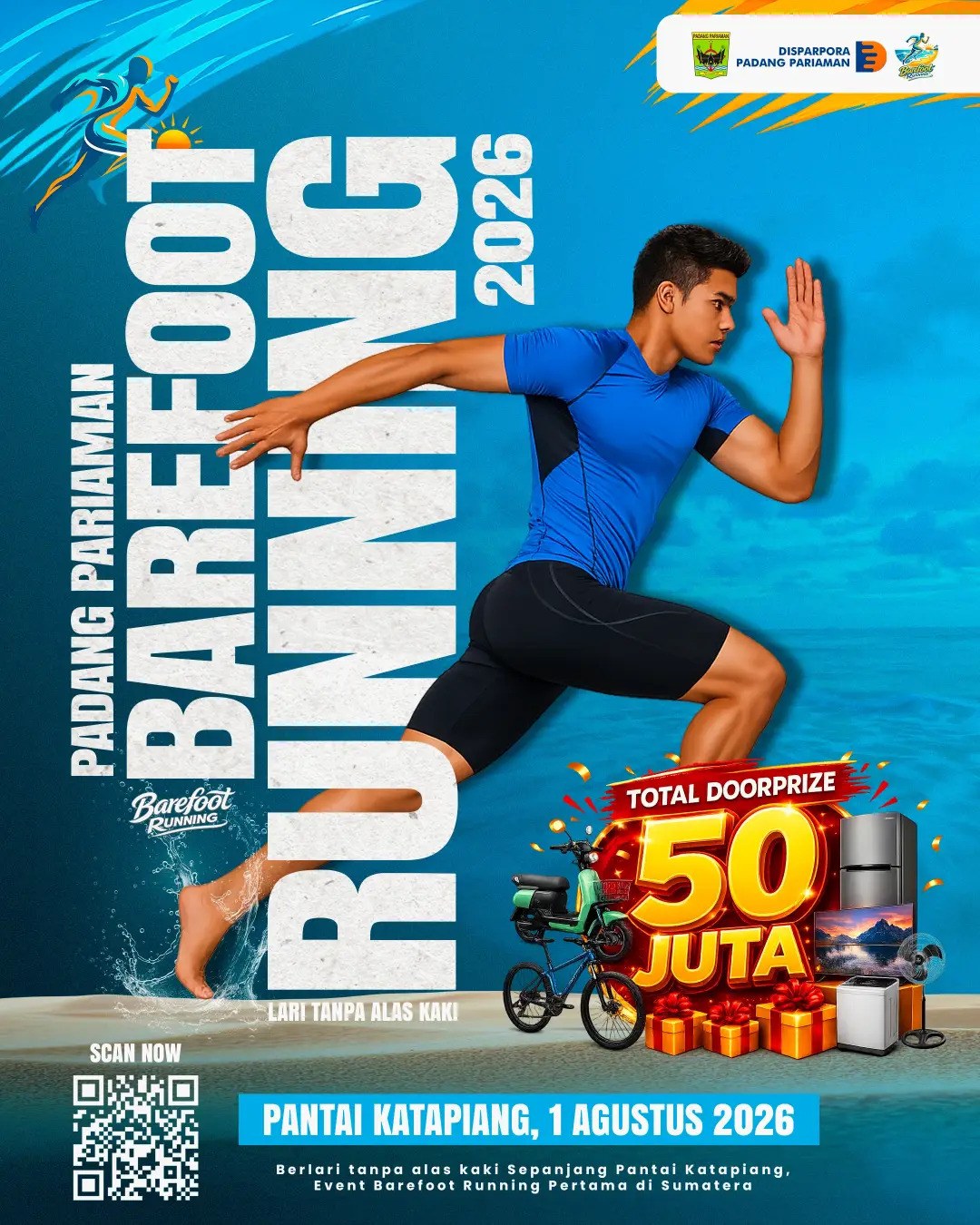 Padang Pariaman Siapkan Barefoot Running Pertama di Sumatera di Pantai Katapiang