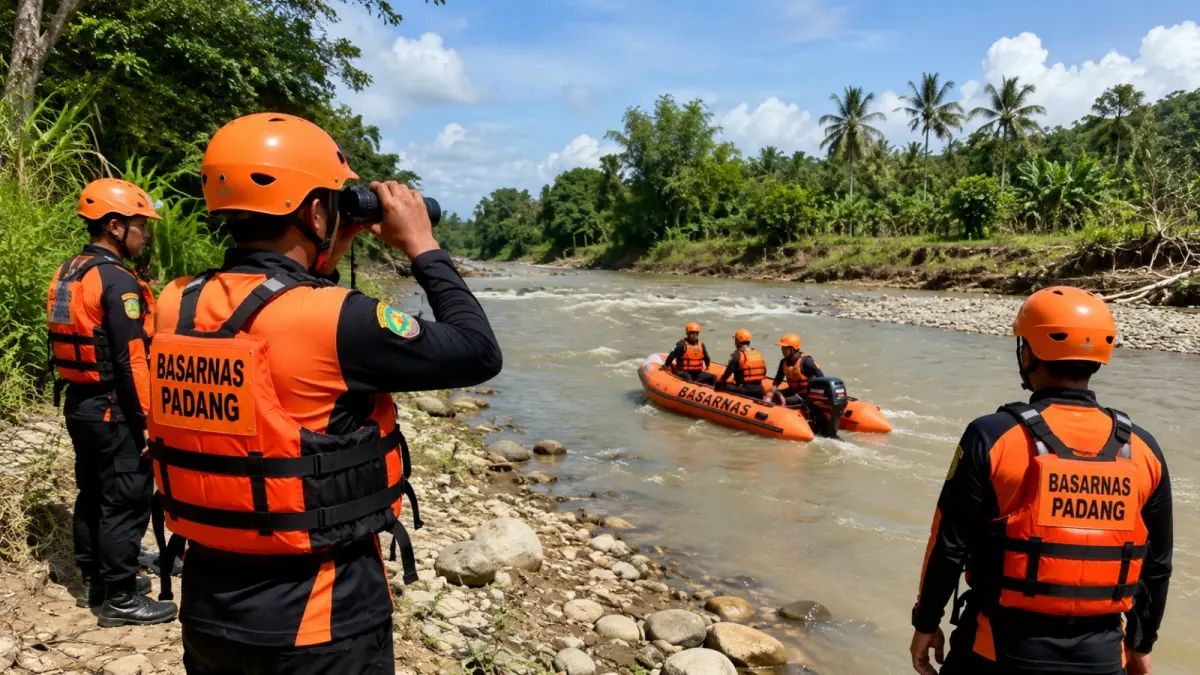 Lansia Diduga Hanyut di Sungai Batang Mangur Padang Pariaman, Tim SAR Kerahkan 8 Personel
