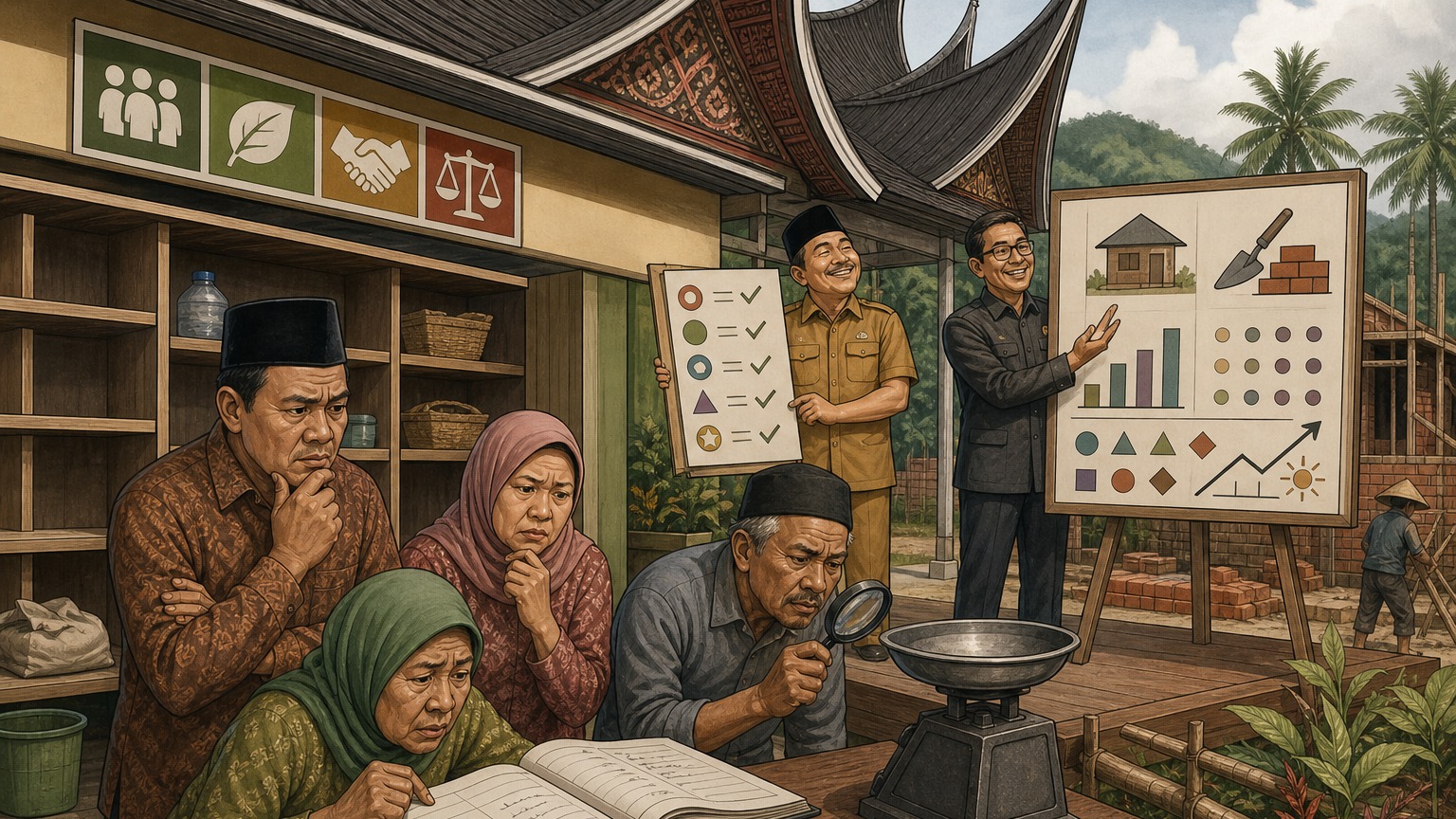 Ilustrasi editorial Koperasi Desa Merah Putih di Sumatera Barat